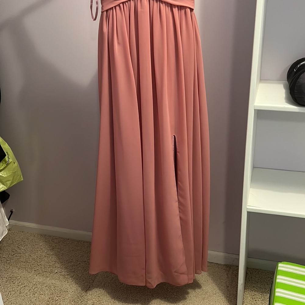 Allure Bridals Dusty Rose Chiffon Bridesmaid Dress - Picture 2 of 5
